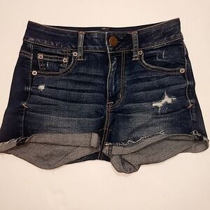 American Eagle Dark Wash Distressed Denim Jean Shorts